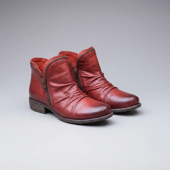Luna | Stylish Comfort Leather Ankle Boots with Zipper