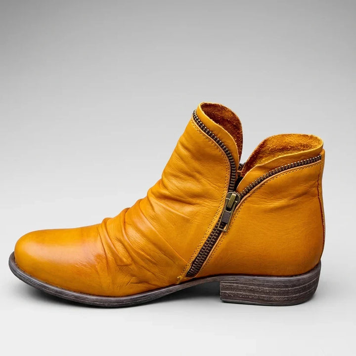 Luna | Stylish Comfort Leather Ankle Boots with Zipper