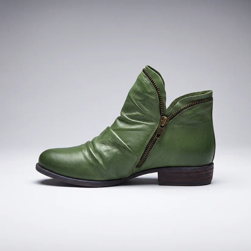 Luna | Stylish Comfort Leather Ankle Boots with Zipper