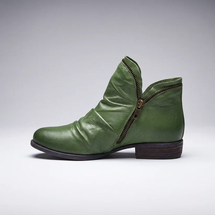 Luna | Stylish Comfort Leather Ankle Boots with Zipper
