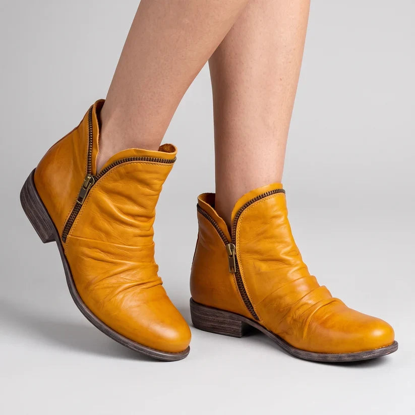 Luna | Stylish Comfort Leather Ankle Boots with Zipper