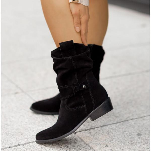 Rosalie | Relaxed-Fit Slouch Ankle Boots with Low Block Heel