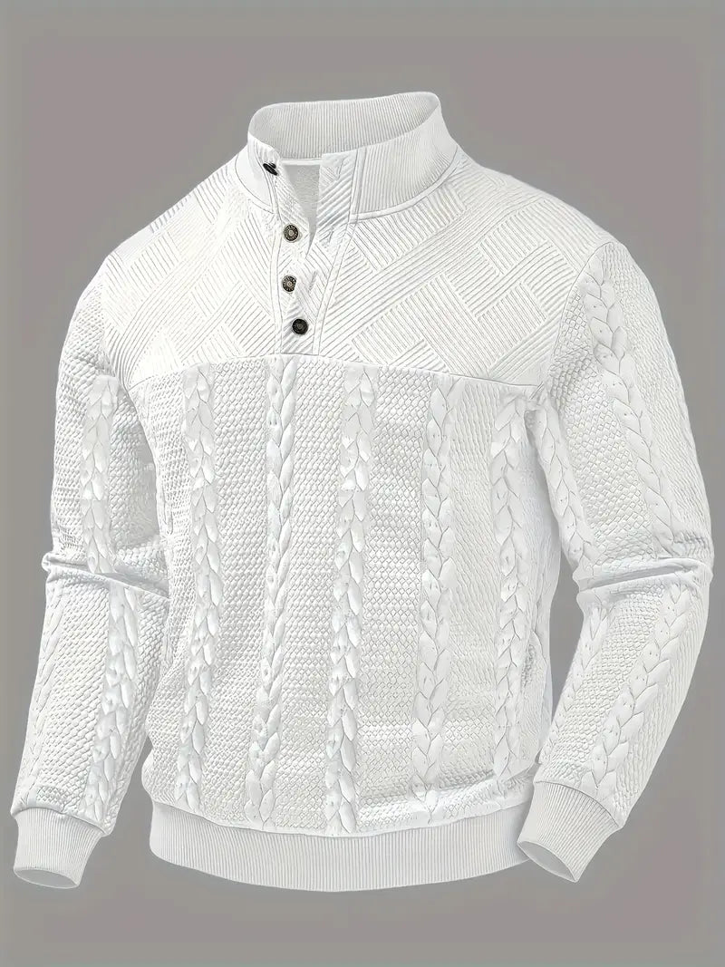 DAWSON – LONG SLEEVE HENLEY SWEATER WITH STRIPES