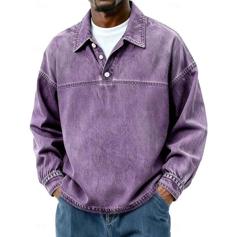 Galen | Washed Long Sleeve Polo Shirt