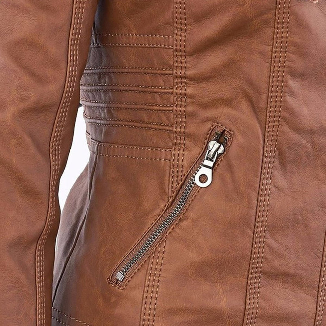 Ruby | Tailored Style Faux Leather Hooded Jacket