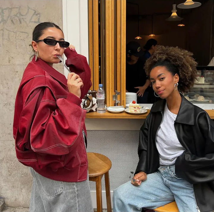Bailey | Oversized Style Leather Bomber Jacket