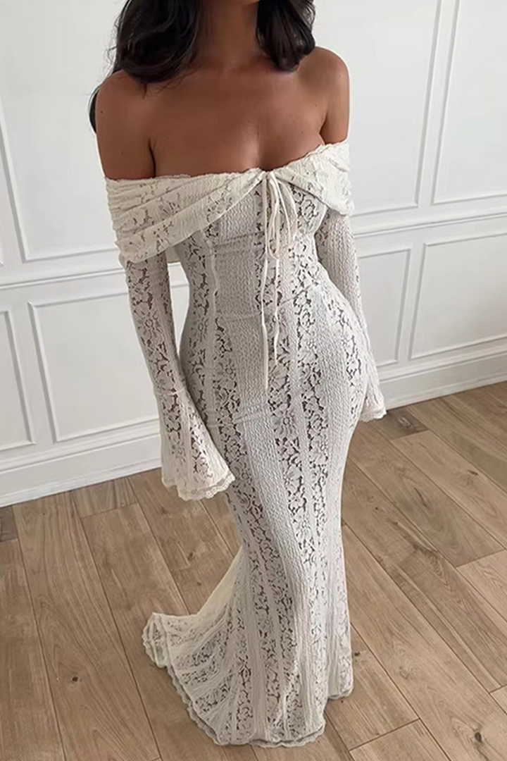 SAPHIRA – SEXY LACE HOLLOW OUT OFF-SHOULDER DRESS