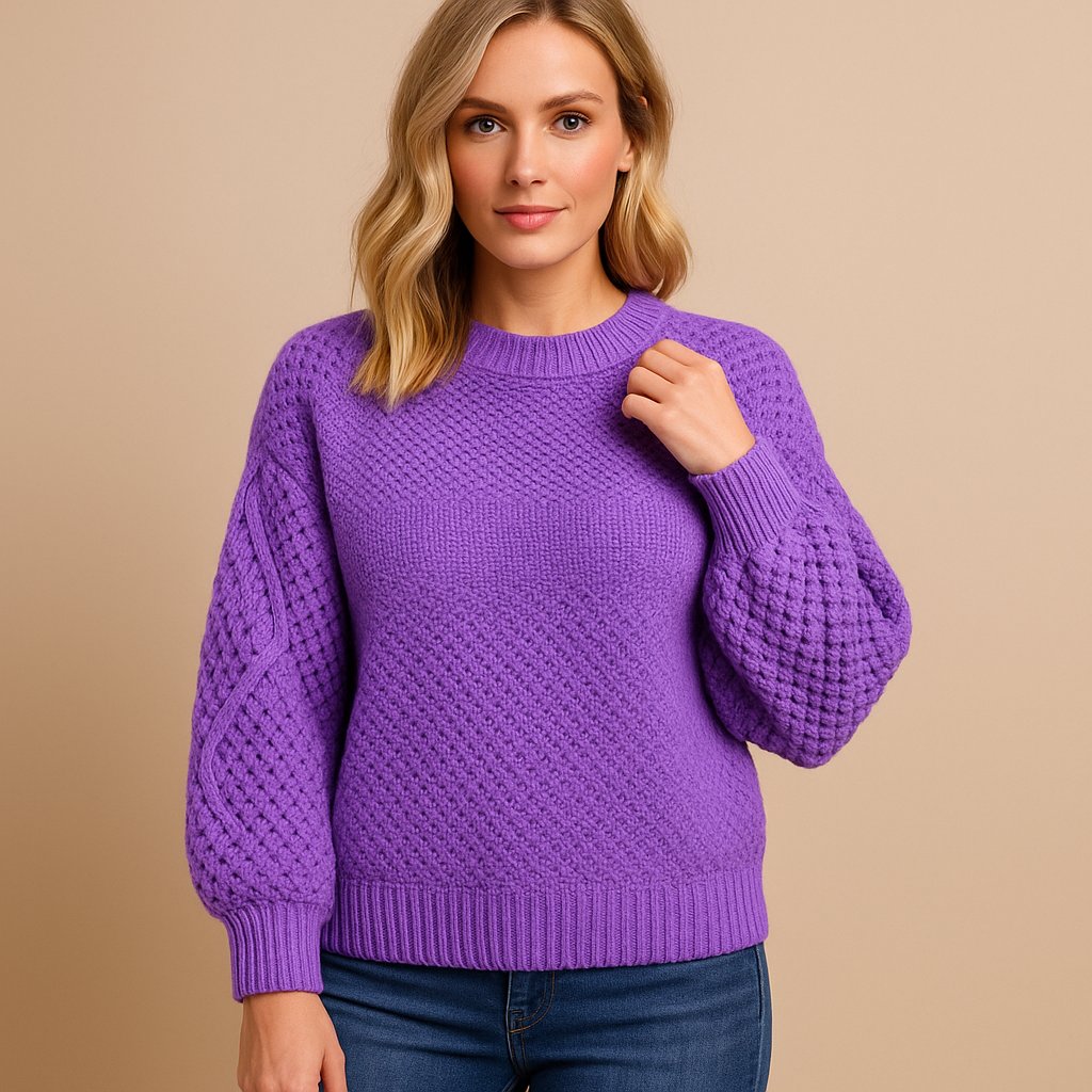 Athena | Relaxed Cable-Knit Sleeve Sweater