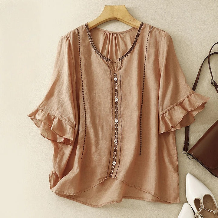 Gia™ | Embroidered Ruffle Sleeve Blouse