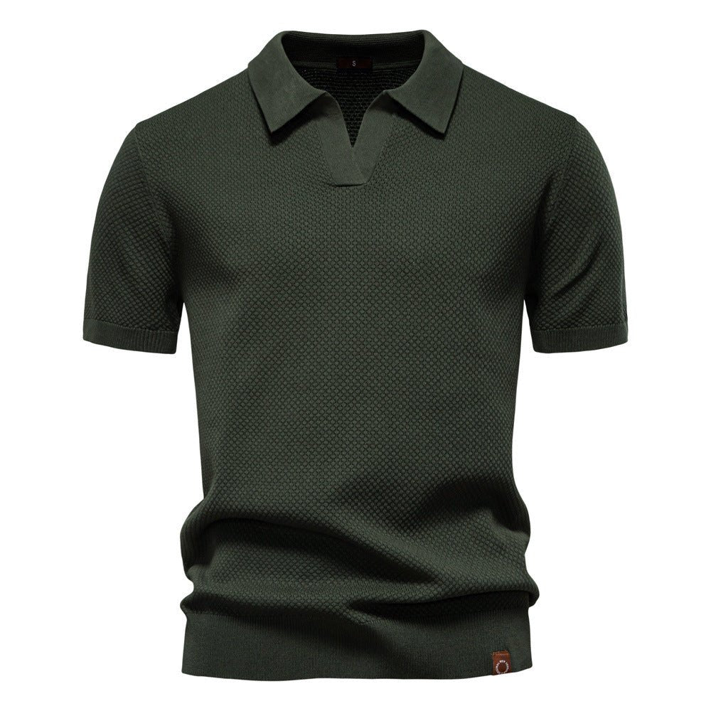 Noah | Modern Textured Open-Collar Polo Shirt