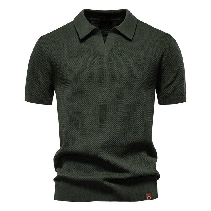 Noah | Modern Textured Open-Collar Polo Shirt