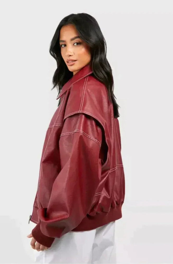 Bailey | Oversized Style Leather Bomber Jacket