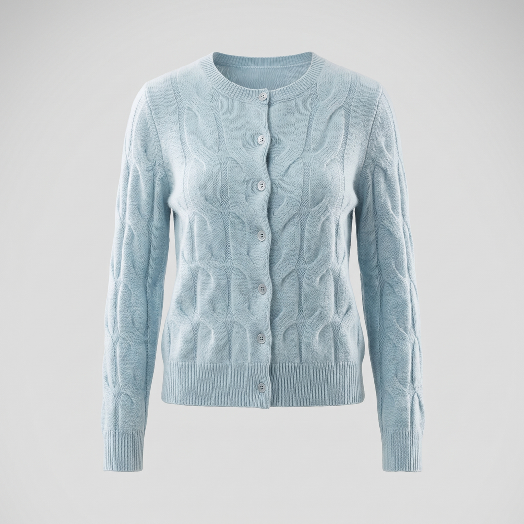 Madelyn | Artful Cable Style Cashmere Knit Cardigan