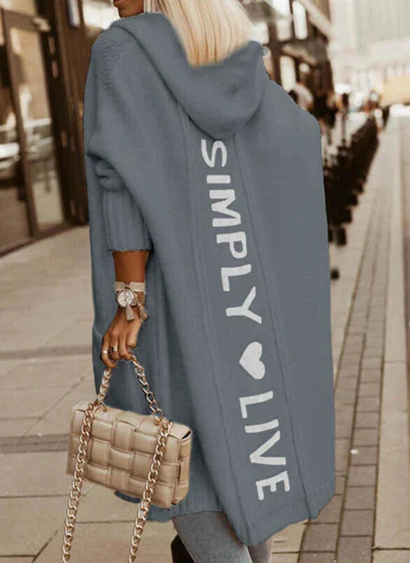 Elena | Women's Long Hooded Knit Cardigan