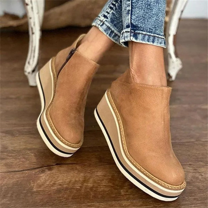 Seraphina | Women's Wedge Platform Zip-Up Ankle Boots