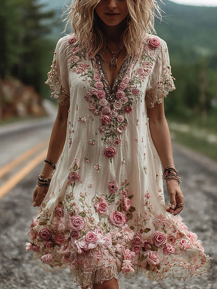 SYLVIANNE – VINTAGE SHORT-SLEEVE DRESS