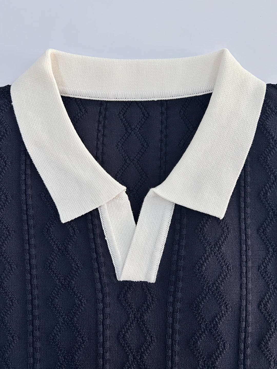 Nathan | Textured Contrast-Collar Slim Fit Polo Shirt