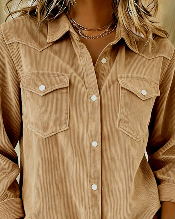 Long Sleeve Shirt With Lapel And Buttonhole