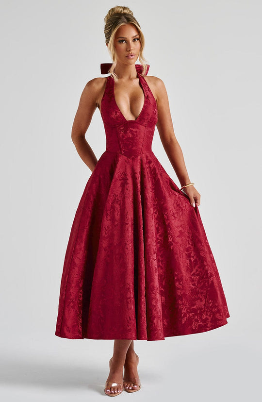 AVALYN – ELEGANT HALTER MIDI DRESS