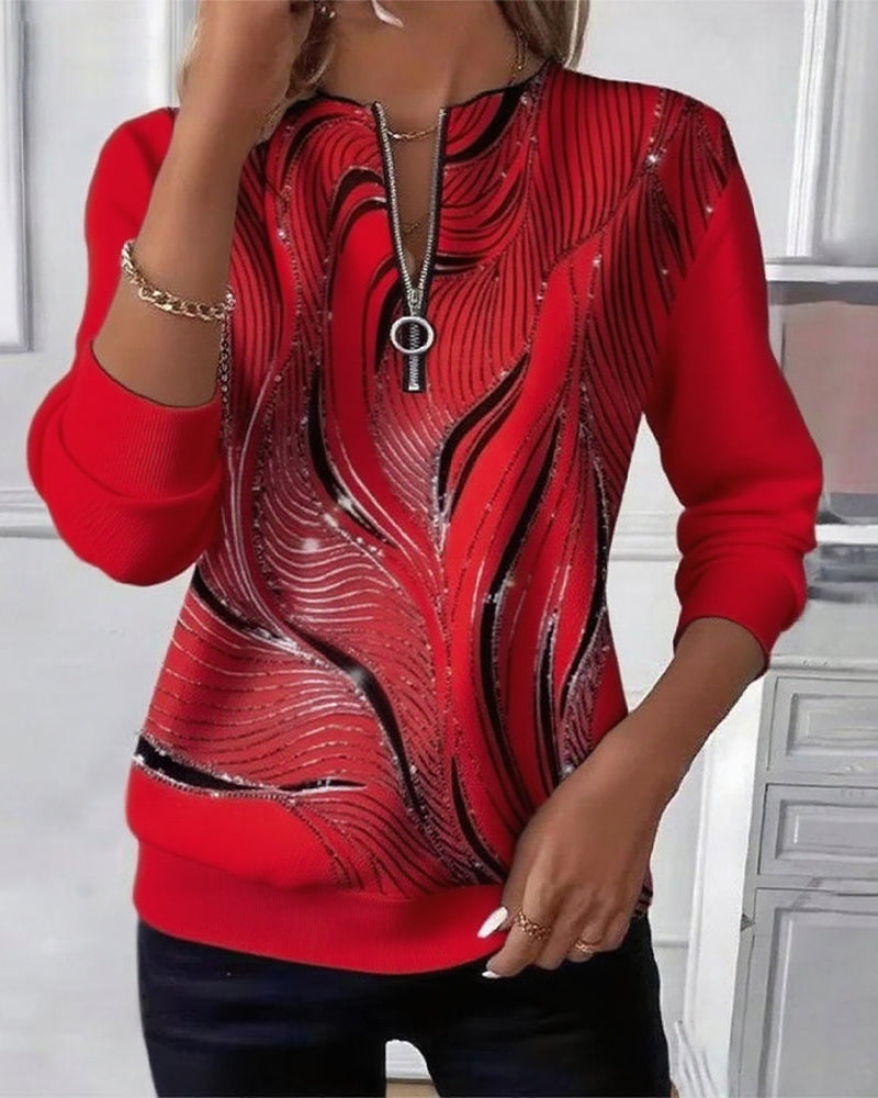 Sweatshirt with Casual Zipper Print