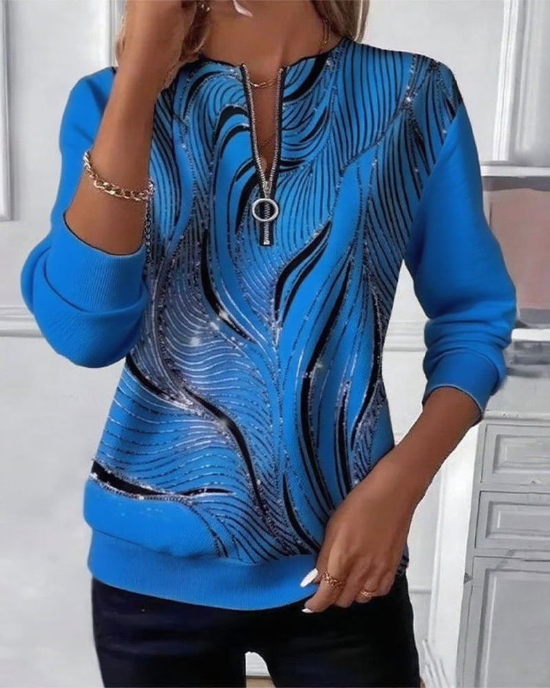 Sweatshirt with Casual Zipper Print