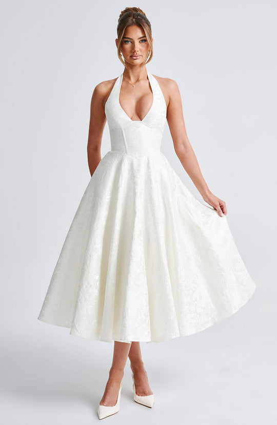AVALYN – ELEGANT HALTER MIDI DRESS
