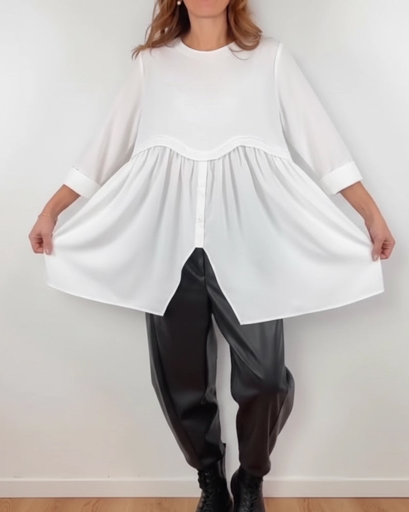 Irregular A-Line Pleated Blouse