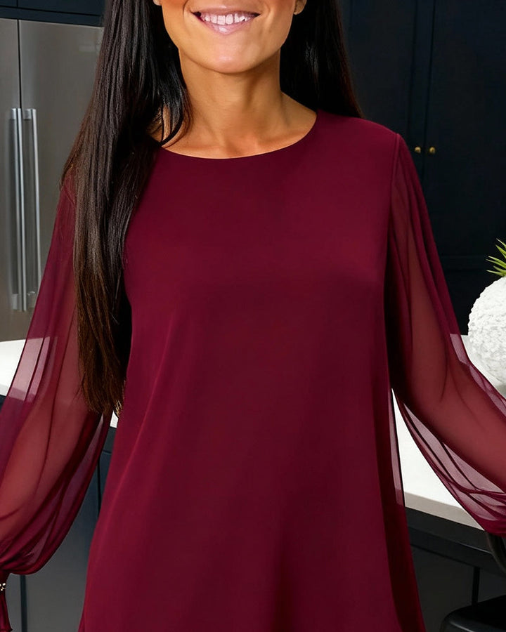 Pearled Jacket with Balloon Sleeves and Round Neck