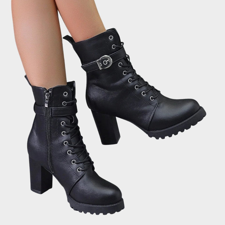 Isabelle | Women's Lace-Up Block Heel Combat Ankle Boots