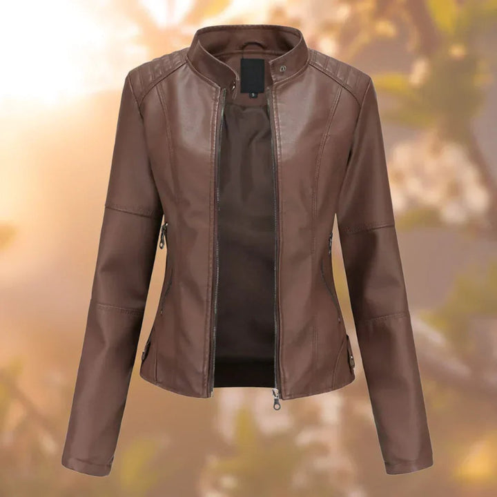 Mariana | Slim-Fit Zip-Up Faux Leather Biker Jacket for Women