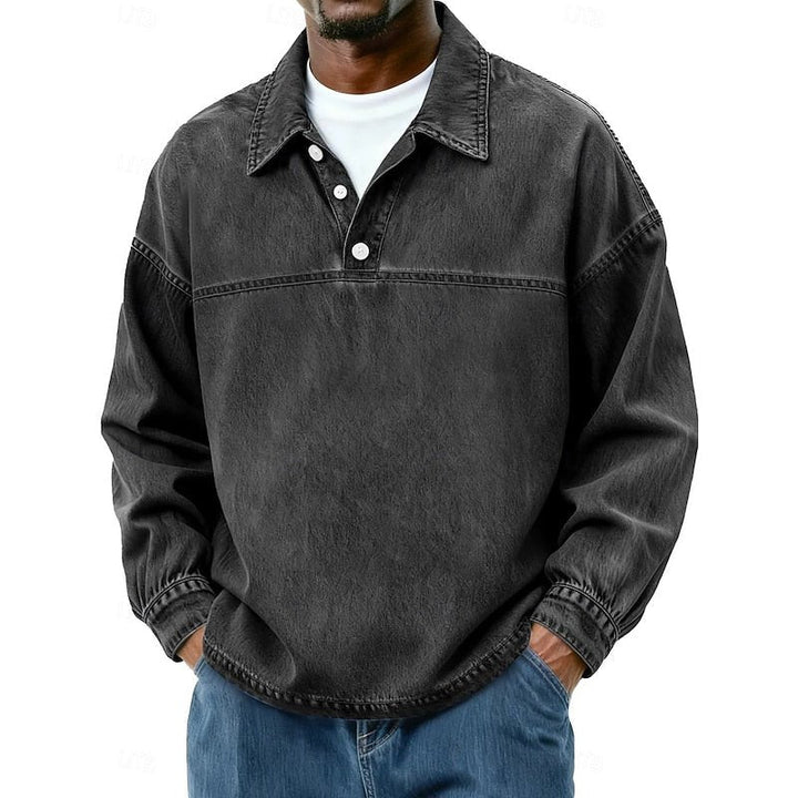 Galen | Washed Long Sleeve Polo Shirt