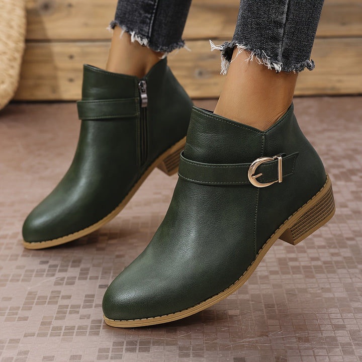 Dahlia | Modern Buckle-Accented Chelsea Ankle Boots