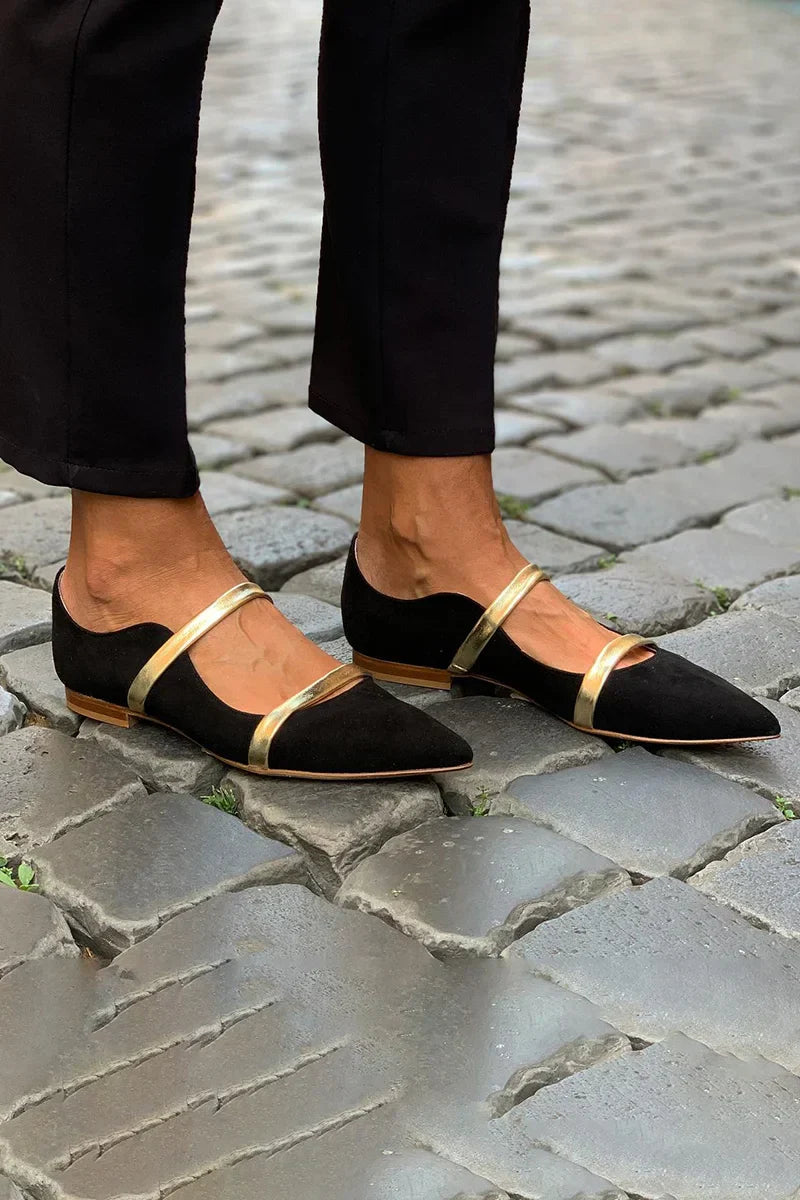 PURPLE STRAP FLATS
