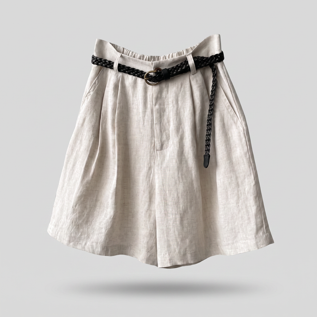 Katalina | High-Waisted A-Line Style Linen Shorts