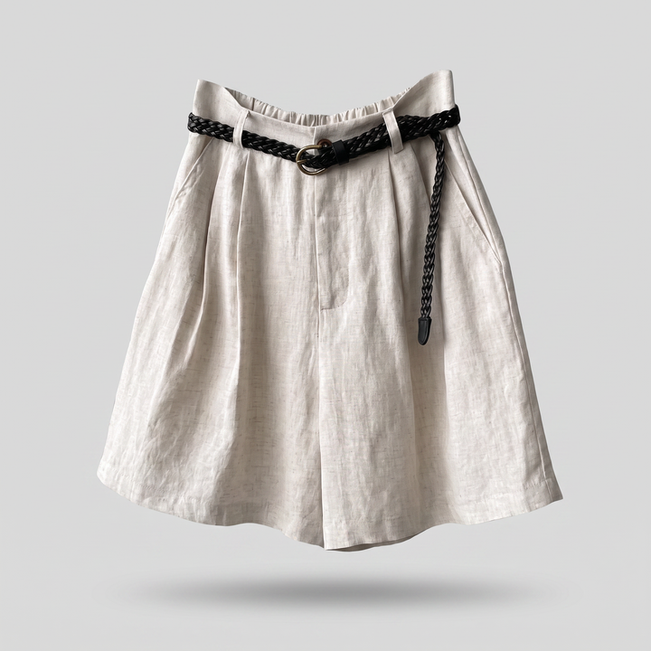 Katalina | High-Waisted A-Line Style Linen Shorts