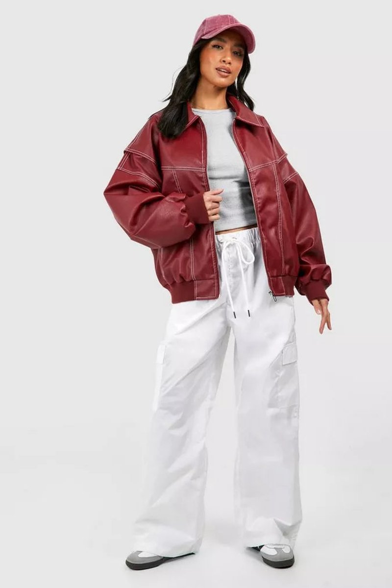 Bailey | Oversized Style Leather Bomber Jacket