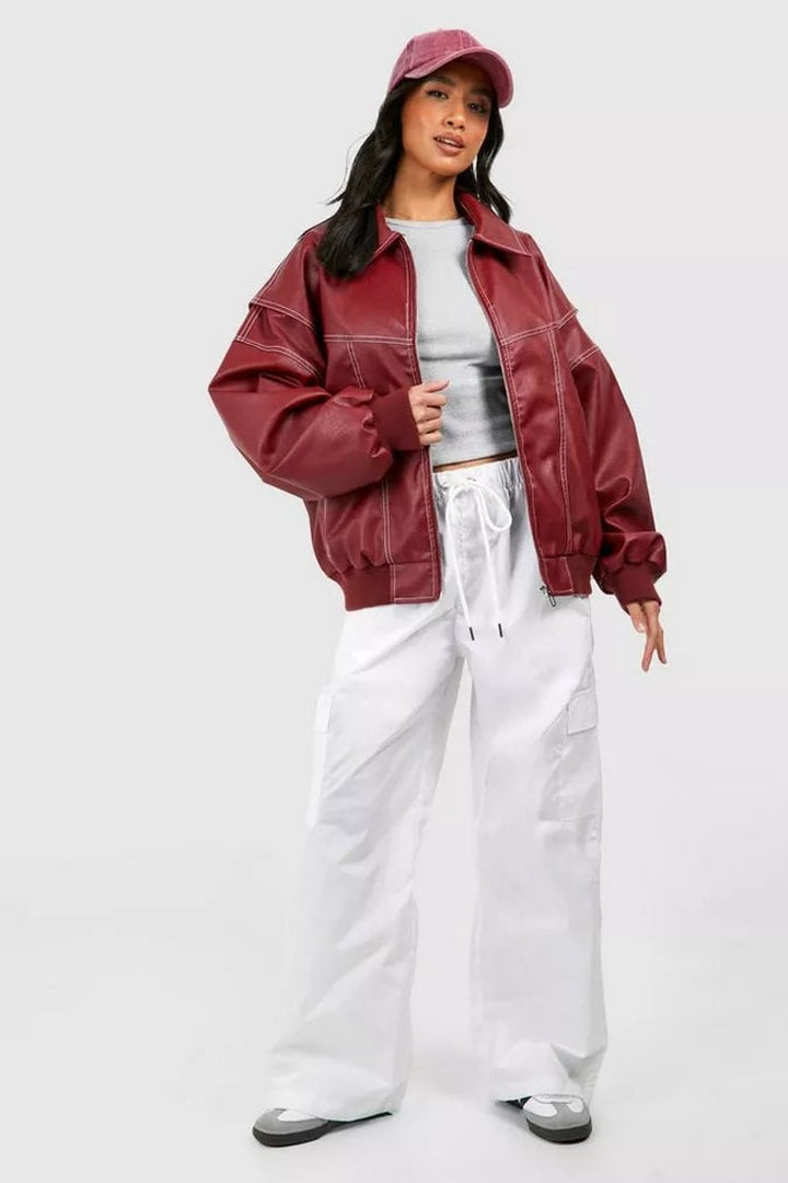 Bailey | Oversized Style Leather Bomber Jacket