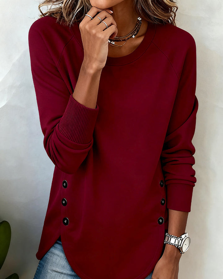 Sweatshirt with Irregular Hem and Raglan Sleeves