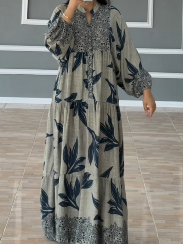 CRESSIDA – FLOWY DRESS WITH STATEMENT LANTERN SLEEVES