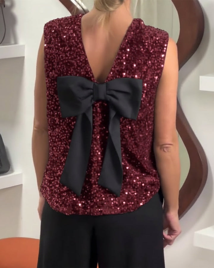 Tank Top Fashion Bow Glitter