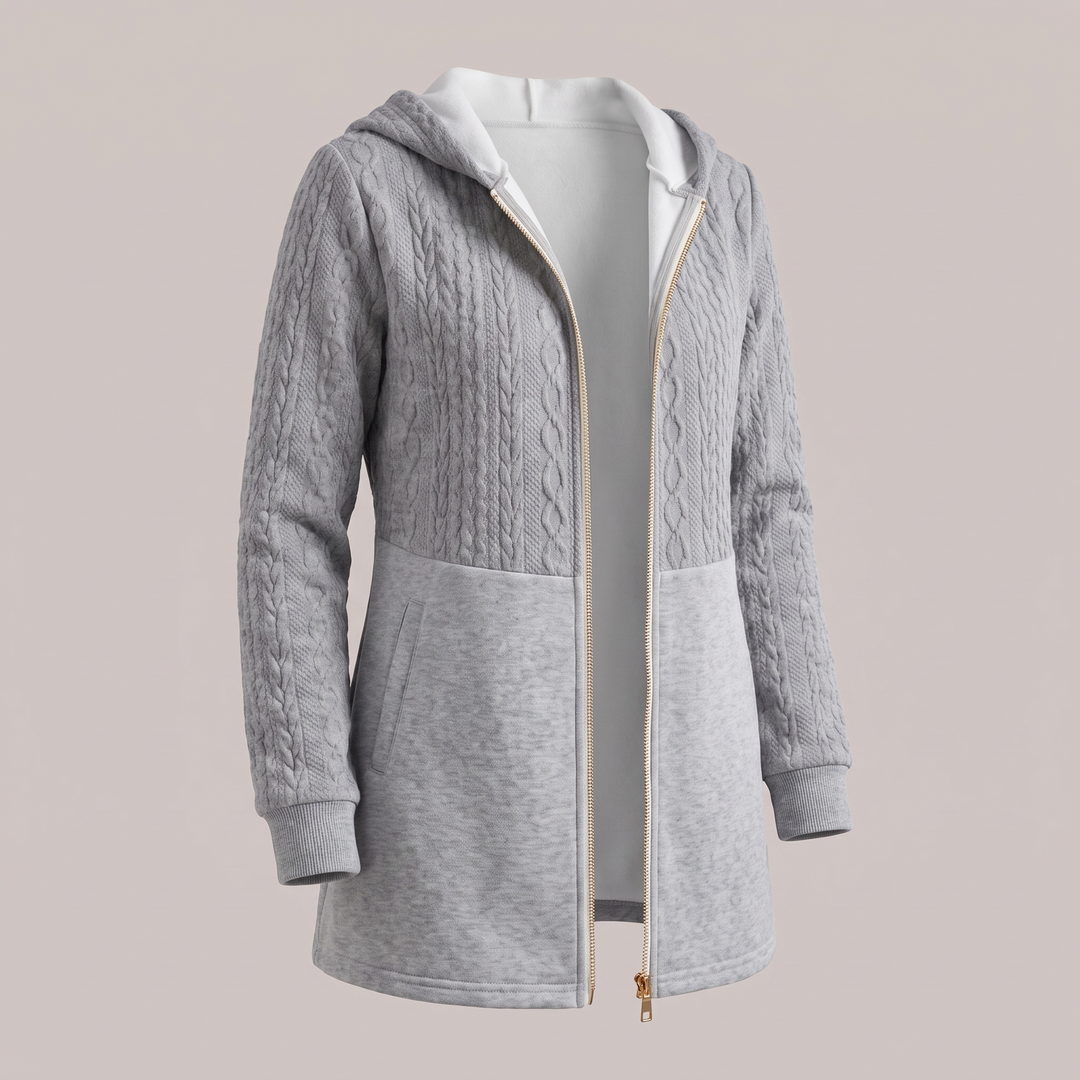 Josie | Textured Zip Front Style Longline Knit Cardigan