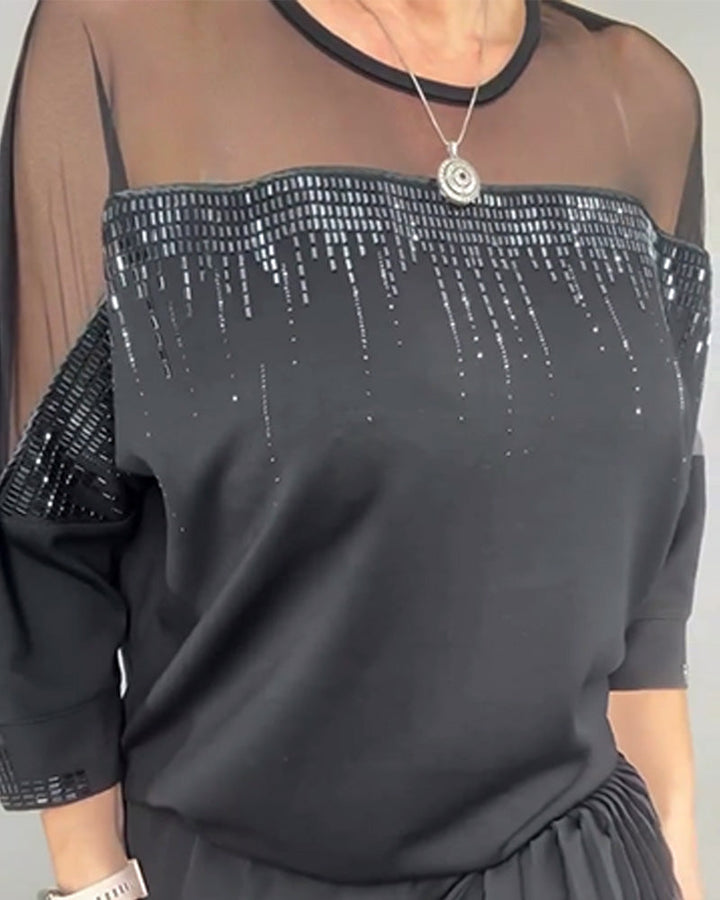 Mesh Split Loose Blouse