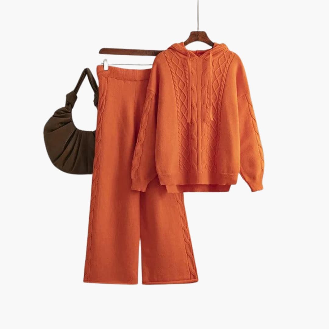 Natalie | Oversized Knit Hoodie & Wide-Leg Set