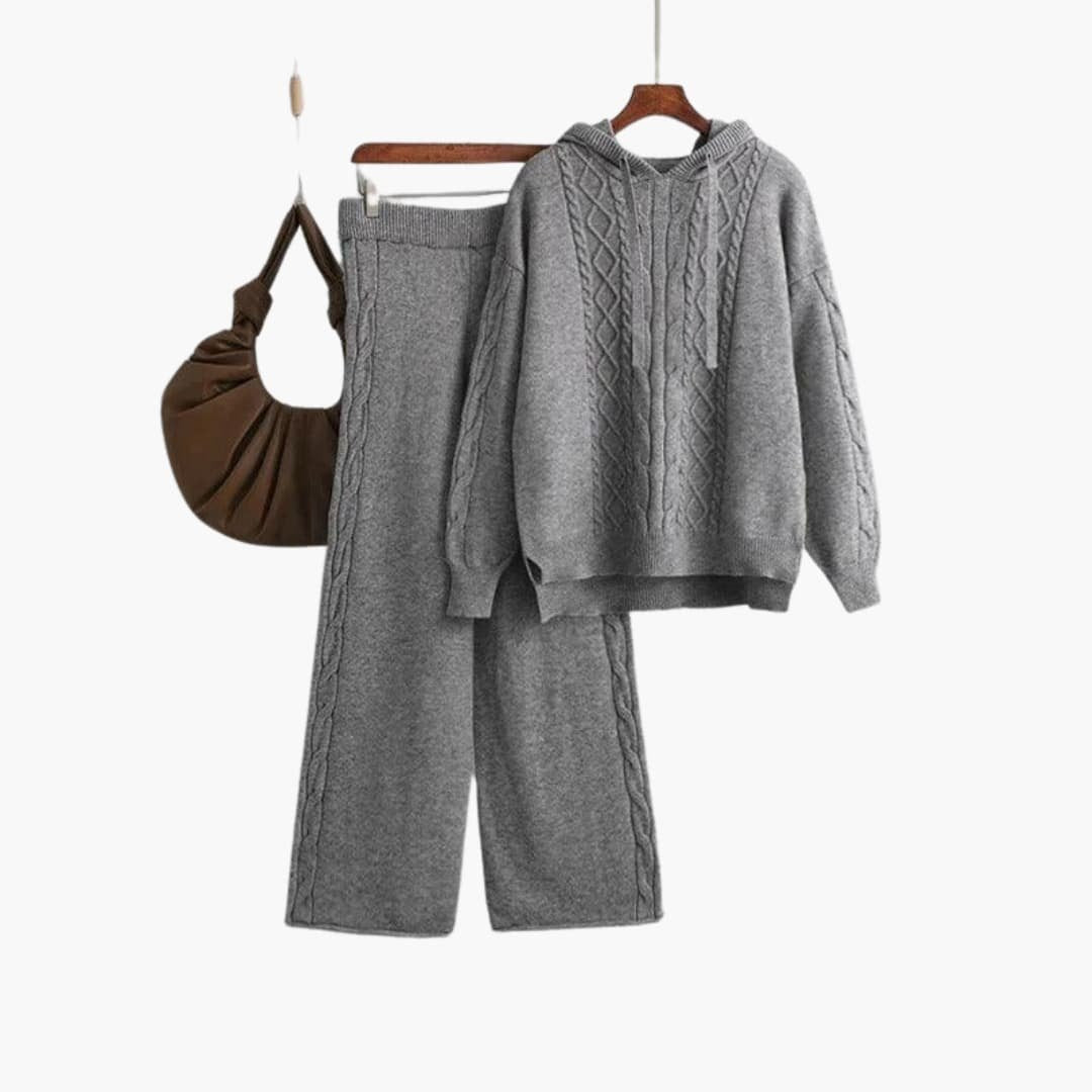 Natalie | Oversized Knit Hoodie & Wide-Leg Set