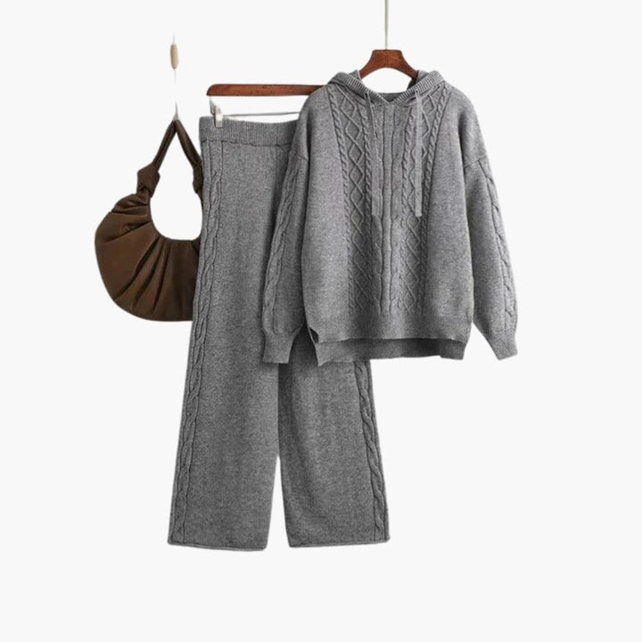 Natalie | Oversized Knit Hoodie & Wide-Leg Set