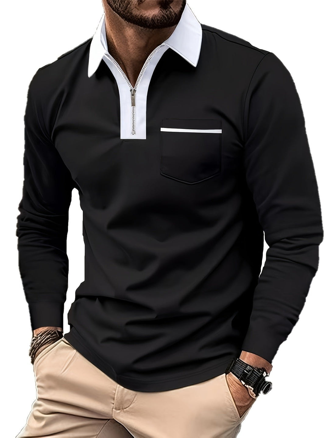 Daniel | Refined Long-Sleeve Zip-Collar Polo Shirt