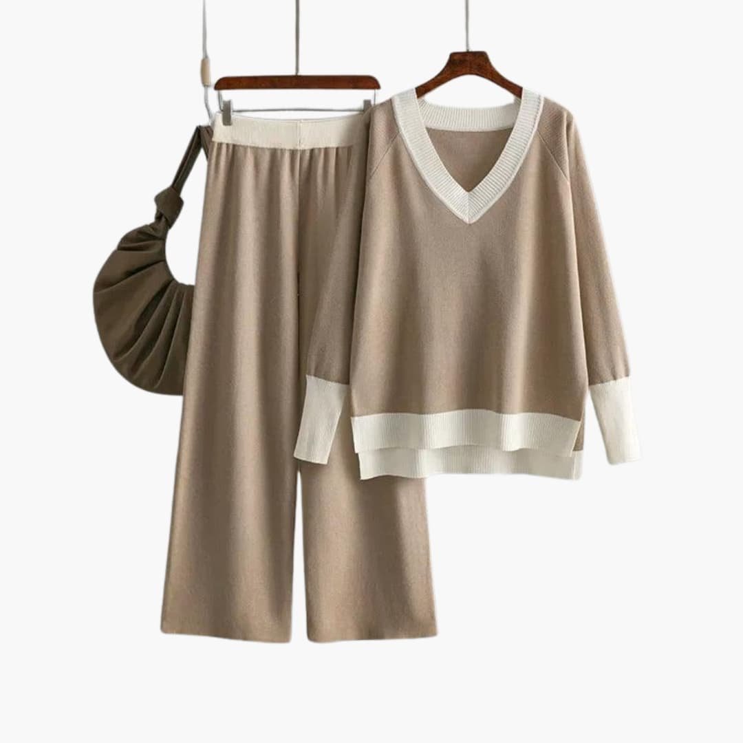 Eliana | Elegant Knit Sweater & Wide-Leg Trouser Set