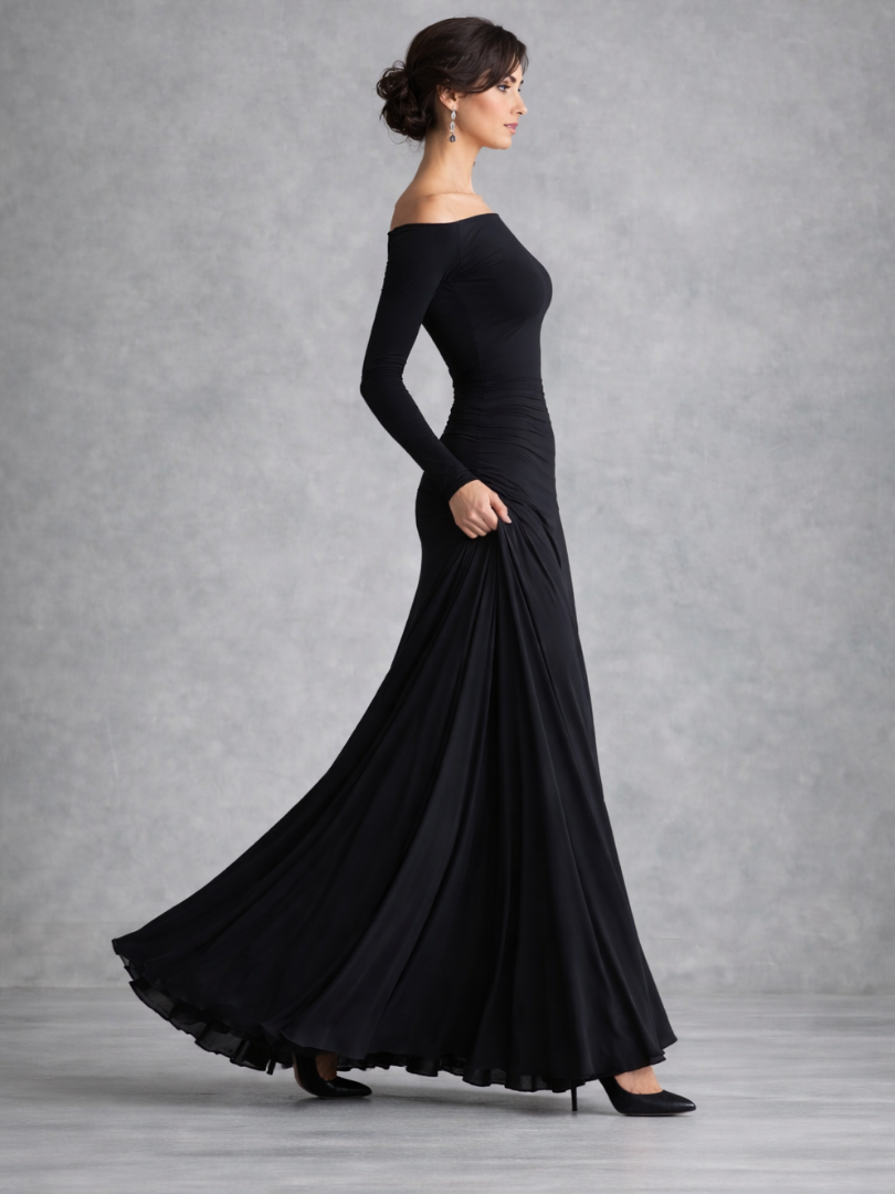 Aurora | Draped Long Sleeve Maxi Dress