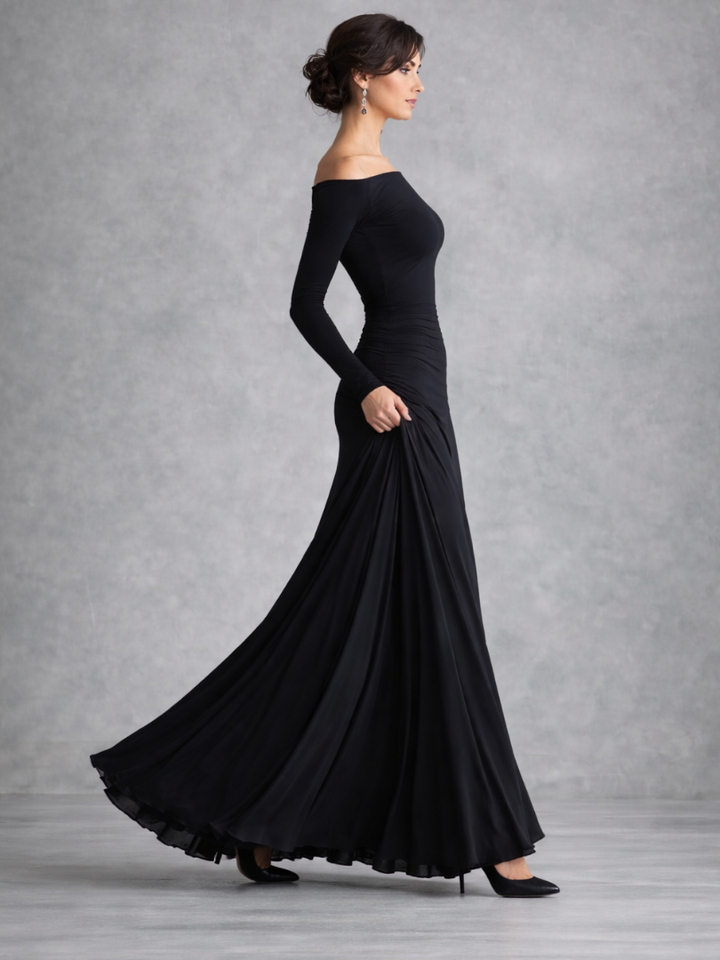 Aurora | Draped Long Sleeve Maxi Dress