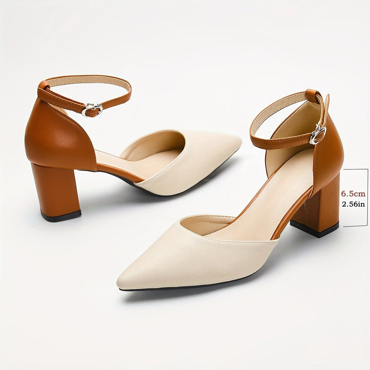 Zoey | Elegant Two Tone Strap Block Heels